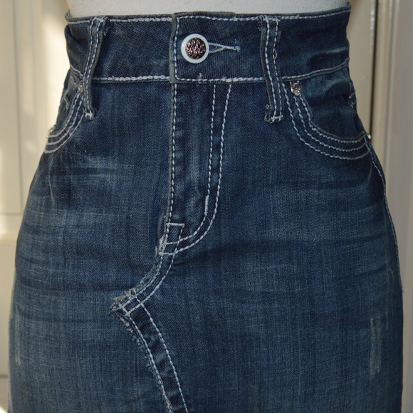 'ZIPPER PREMIUM' VINTAGE BLUE DENIM MINISKIRT 9(L) - Picture 1 of 8